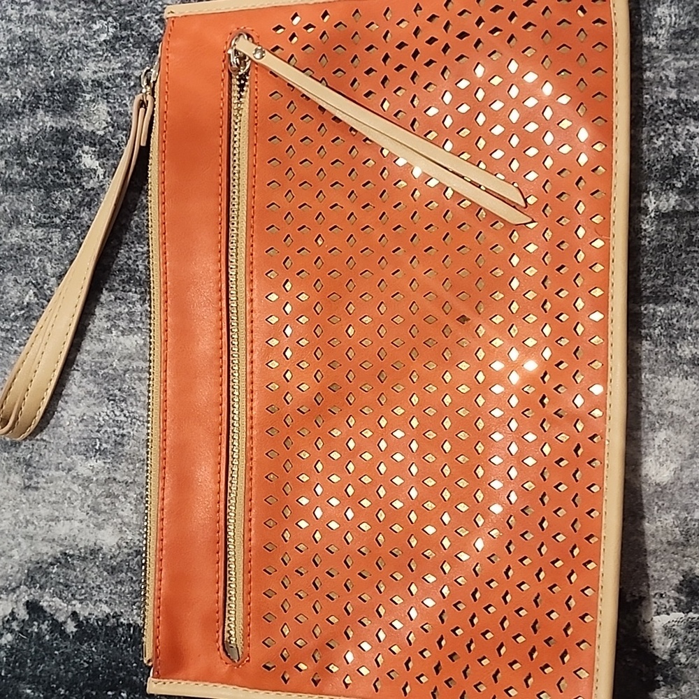 Urban Expressions Orange and Gold Clutch